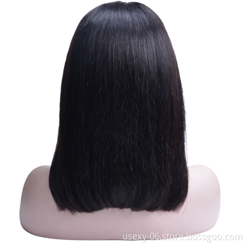 Wholesale Price 1b 8-16 InchStraight Short Bob brazilian Human Hair Transparent HD Lace Wigs Vendor 100% Virgin Huaman Hair Wigs